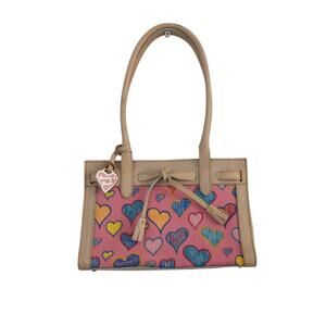 Dooney & Bourke Vintage Y2K Scribble Hearts Tassel Tote Shoulder Bag